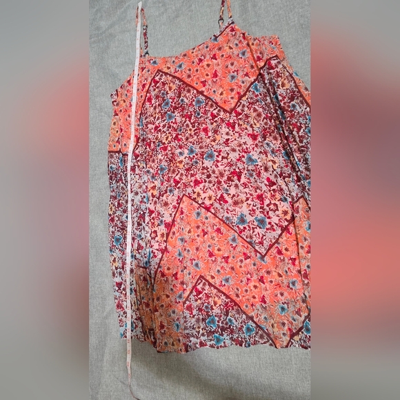 AMERICAN RAG CIE ENTRY Salmon Maroon Pink Blue Floral Spaghetti Strap Dress Sz M - Picture 7 of 9